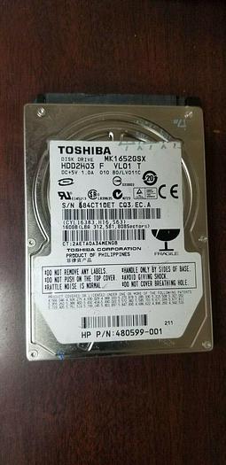 Used Toshiba MK1652GSX 2.5" 160GB SATA Laptop Drive