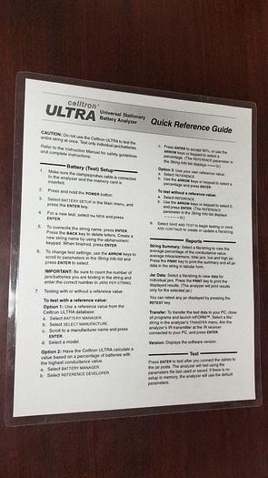 Used Midtronics Celltron Ultra Quick Reference Guide