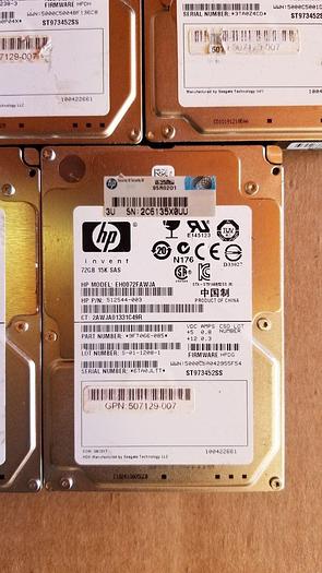 Used HP 512544-003 72GB 15K 2.5" SAS Drives Lot of 7