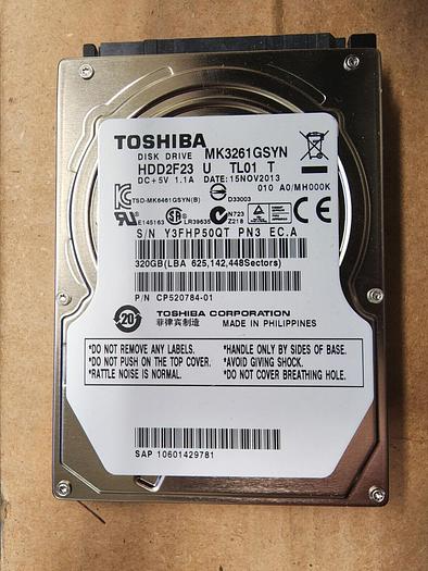 Used Toshiba MK3261GSYN 320GB 2.5" SATA HDD