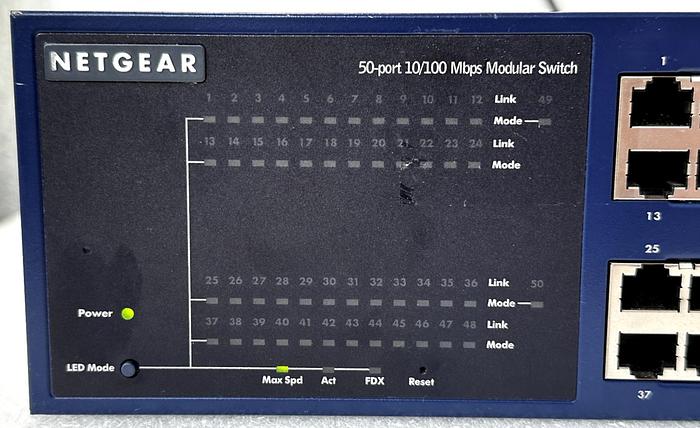 Used Netgear FS750 50-Port 10/100 Mbps Modular Switch w/ Fiber Module