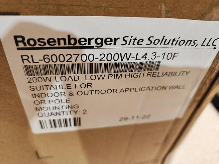 Rosenberger RL-6002700-200W-L4.3-10F 200W Low PIM Load NEW!
