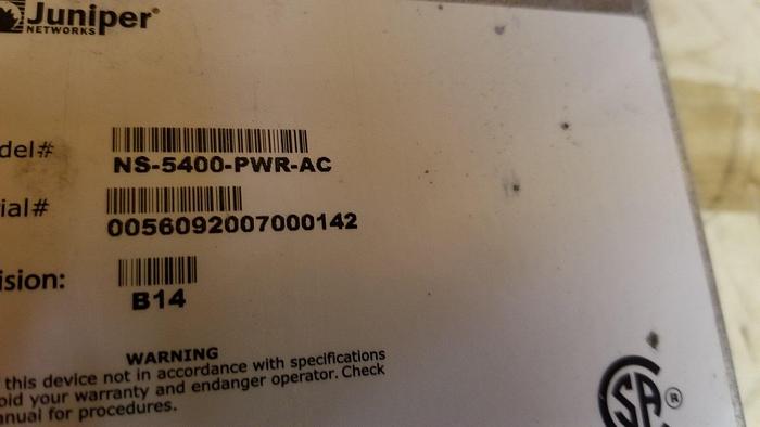 Used Juniper NS-5400-PWR-AC Power Supply CLEI COUPAASEAA