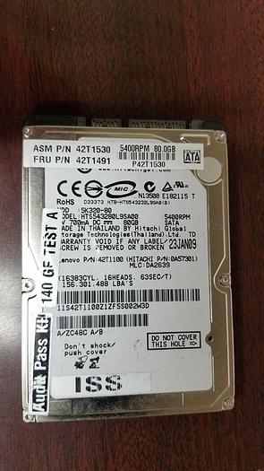 Used Hitachi HTS543280L9SA00 80GB 2.5" SATA Drive