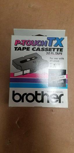 Brother TX-2111 1/4" Black on White Tape Cassette NEW!