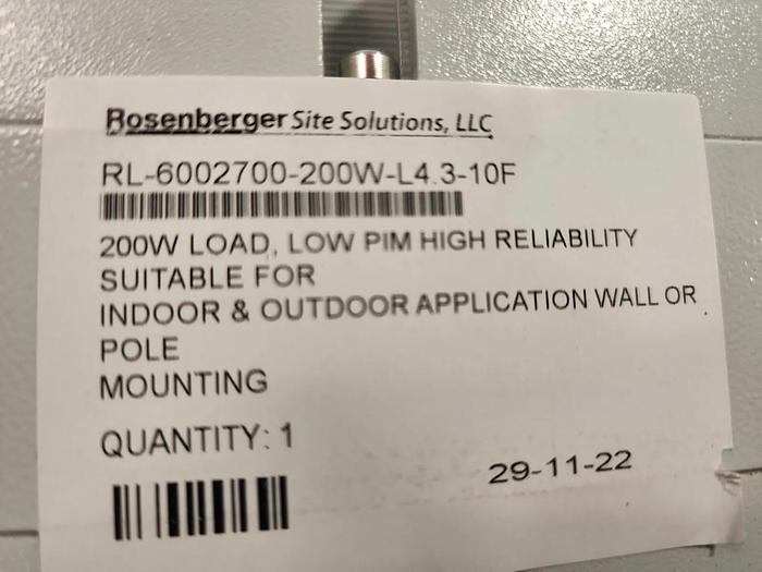 Rosenberger RL-6002700-200W-L4.3-10F 200W Low PIM Load NEW Out of Box! Unit #27