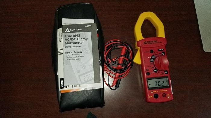 Used AMPROBE AC68C True RMS AC/DC Clamp Multimeter with Leads Unit #7