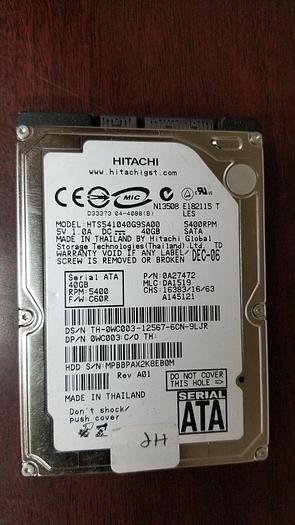 Used Hitachi HTS541040G9SA00 40GB 2.5" SATA Drive