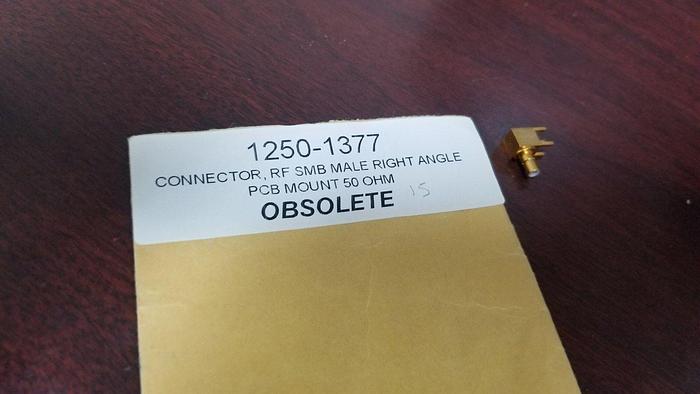 HP 1250-1377 RF SMB Male Right Angle Connector PCB Mount 50 Ohm NEW!