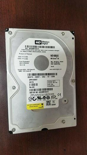Used Western Digital WD1600JS-75NC83 160GB 3.5" 7200RPM SATA Drive