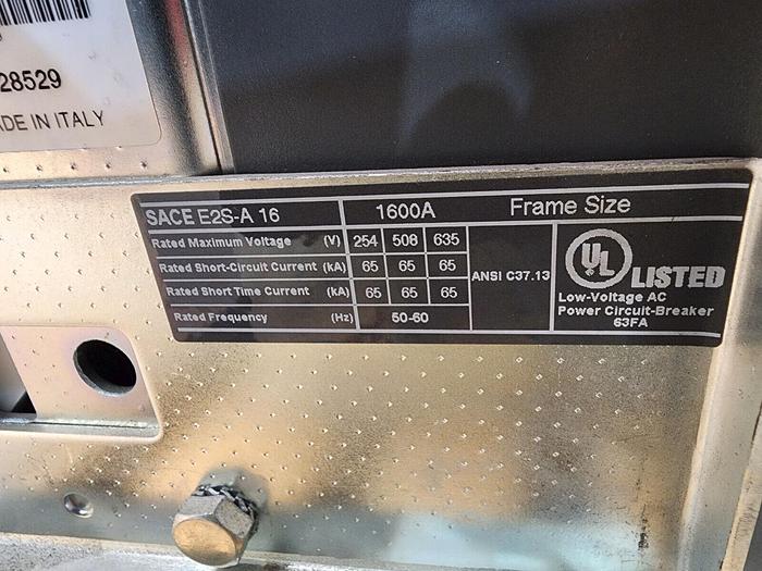 Used ABB SACE E2S-A 1600 Amp Circuit Breaker