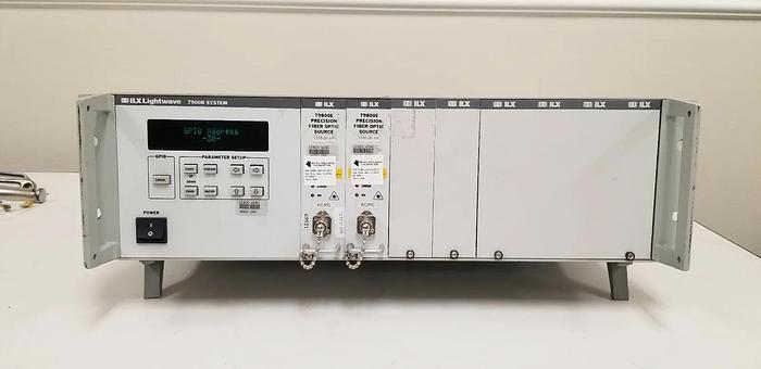 Used ILX Lightwave 7900B with (2) 79800E Fiber Optic Sources