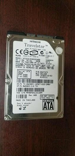 Used Hitachi HTS541040G9SA00 40GB 2.5" SATA Laptop Drive