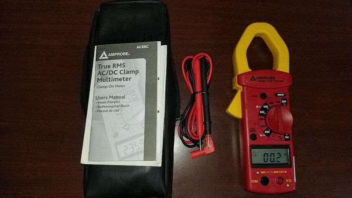 Used AMPROBE AC68C True RMS AC/DC Clamp Multimeter with Leads Unit #3