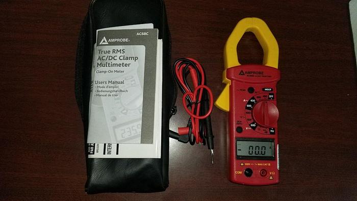 Used AMPROBE AC68C True RMS AC/DC Clamp Multimeter with Leads Unit #10