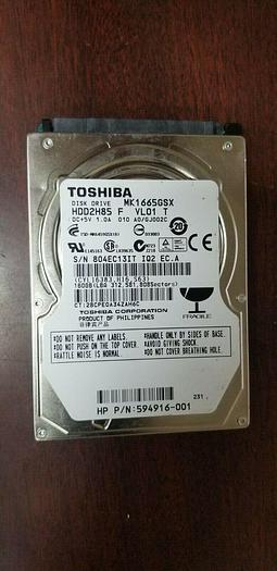 Used Toshiba MK1665GSX 160GB 2.5" SATA Laptop Drive