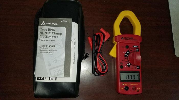 Used AMPROBE AC68C True RMS AC/DC Clamp Multimeter with Leads Unit #9