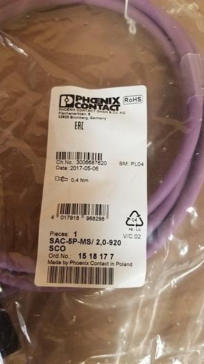 Phoenix Contact SAC-5P-MS/2,0-920 SCO Cable NEW!
