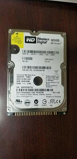 Used Western Digital WD400VE-75HDT1 2.5" IDE 40GB Laptop Drive