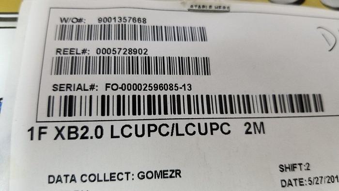 Corning 1F XB2.0 LCUPC/LCUPC 2M Fiber Optic Cable Assembly Box of 80 NEW!