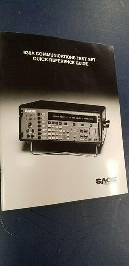 Used SAGE 930A Communications Test Set Quick Reference Guide