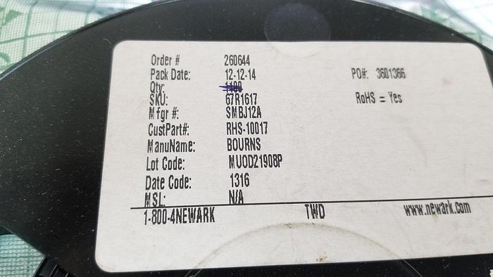 Bourns SMBJ12A 288 Pieces 2013 Date Code