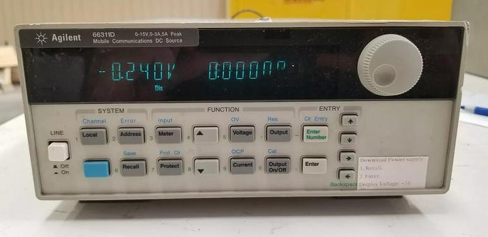Used Agilent 66311D Mobile Communications DC Source 0-15V,0-3A,5A Peak Unit #1
