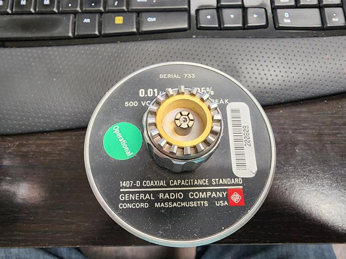Used GenRad 1407-D Coaxial Capacitance Standard 0.01uf+/-0.05%