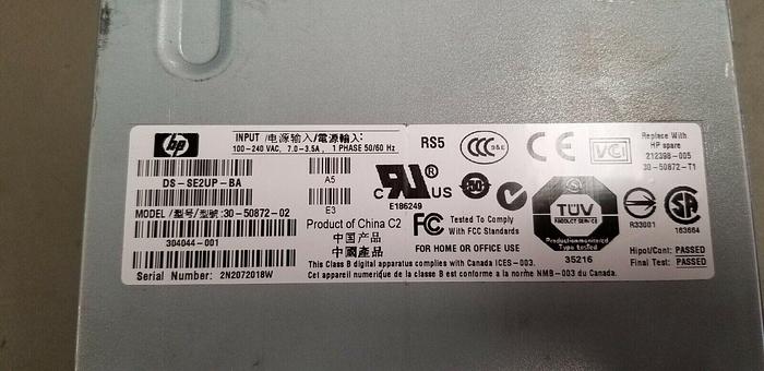 Used HP DS-SE2UP-BA Power Supply 30-50872-01,  212398-005