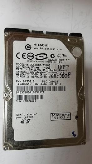 Used Hitachi HTS541640J9SA00 40GB 2.5" SATA Drive