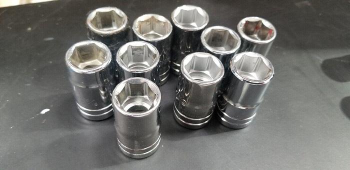 Used PROTO 1/2" Drive 9/16" Sockets Lot of 10 Set #1 Made In USA!