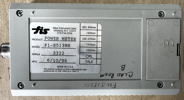 Used Fiber Instrument Sales F1-8513HH Fiber Power Meter