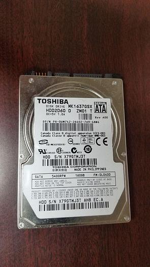 Used Toshiba MK1637GSX HDD2D60 160GB 2.5" SATA Drive
