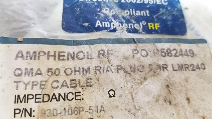 Amphenol 930-106P-51A QMA 50 Ohm Right Angle Connector NEW!