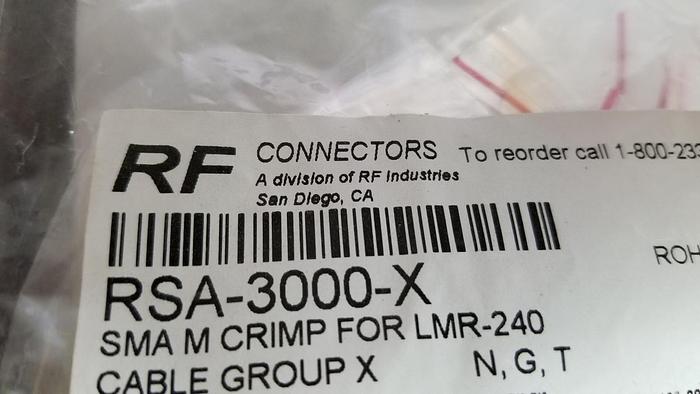 RFI  RSA-3000-X  SMA Male Crimp Connector NEW!