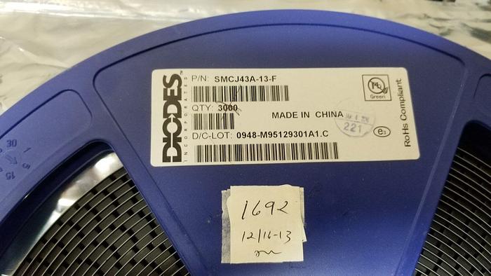 Diodes Incorporated SMCJ43A-13-F 1692 Pieces 2009 Date Code ROHS