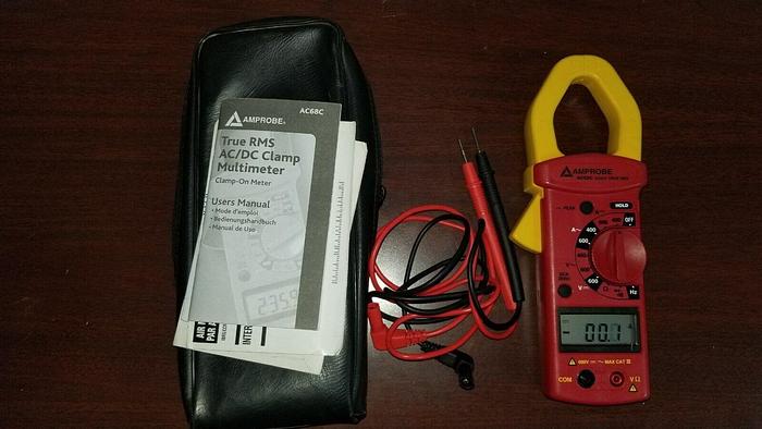 Used AMPROBE AC68C True RMS AC/DC Clamp Multimeter with Leads Unit #18