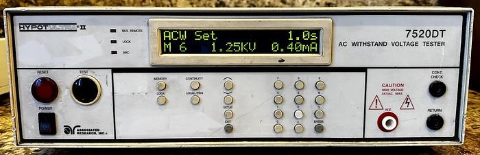 Used Associated Research 7520DT AC Withstand Voltage Tester Ver 7.2 *REPAIR*