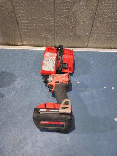 Used Milwaukee 2853-20  1/4" Impact Driver with Battery and Charger Unit #6