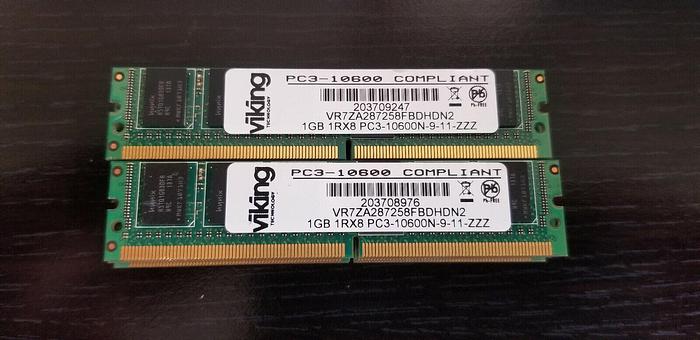 Used Viking VR7ZA287258FBDHDN2 1GB 1Rx8 PC3-10600N-9-11-ZZZ Lot of 8