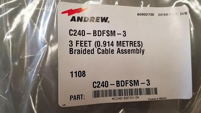Andrew/Commscope C240-BDFSM-3 SMA Male to DIN Female Cable Braided NEW!!