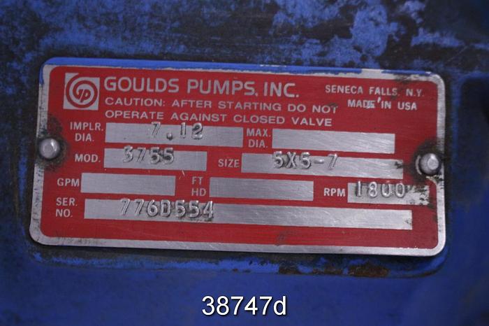 Used Goulds 3755 Pump, 5x5x7 #38747