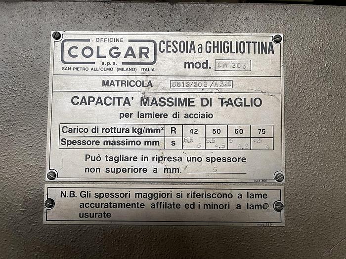Buone Cesoia a Ghigliottina Meccanica COLGAR CM 305