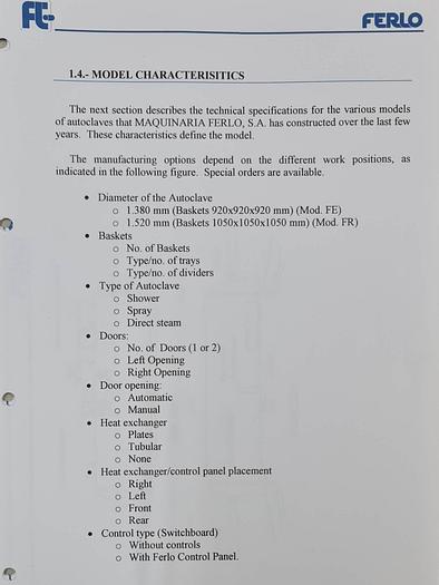 Used 2005 FERLO Retort, Autoclave, Steriliser FE 61P