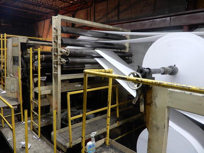 Used 88" (2.23M) CLARK AIKEN SINGLE ROTARY SHEETER 4 UNWINDS AND STACKER