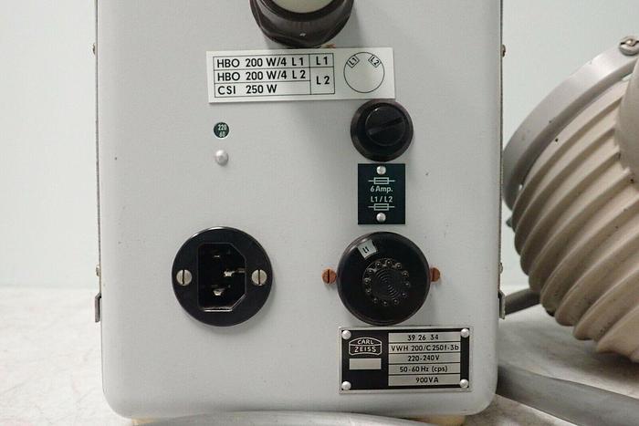 Used Carl Zeiss 39-26-34 220-240V Power Supply w/ HBO 200W/4 Illuminator Lamp Housing
