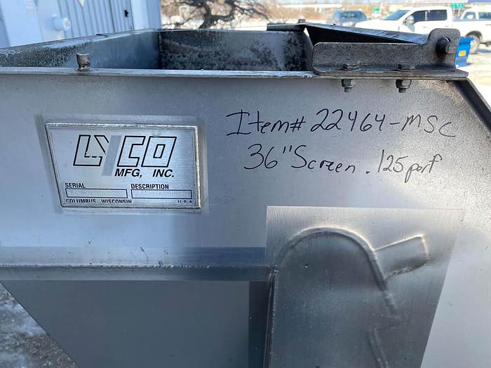 Used Lyco Mfg. Stationary Product/Waste Water Dewatering Screens
