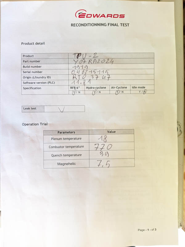 Refurbished 2004 Edwards TCS-E and WRU-E