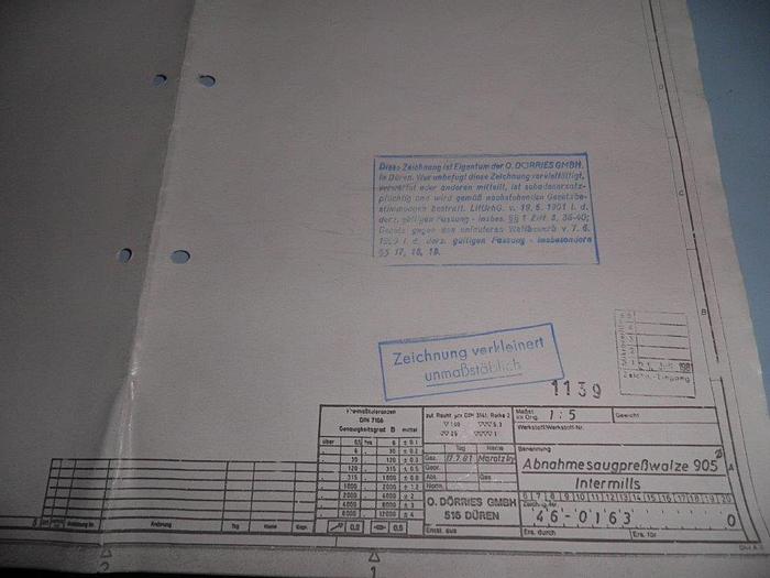 Used SUCTION PRESS ROLL  36" (914MM) DIA. X 160" (4060MM)FACE DORRIES