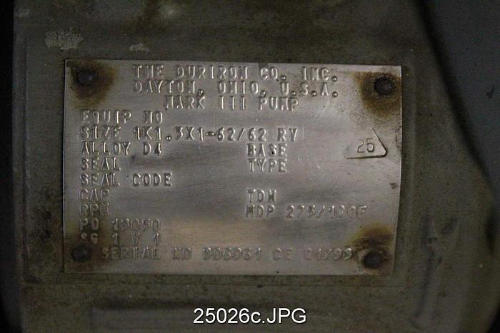 Used Durco, 1x1.5x1-62 Pump #25026